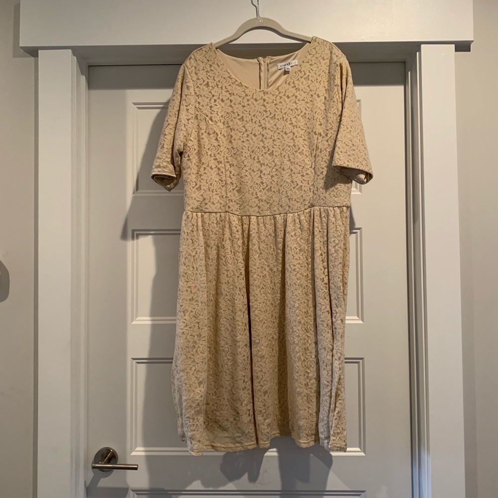 Nude floral lace dress